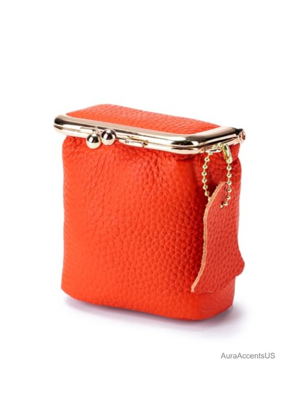 Genuine Leather Kiss Lock Coin Purse Mini Wallet Key Holder